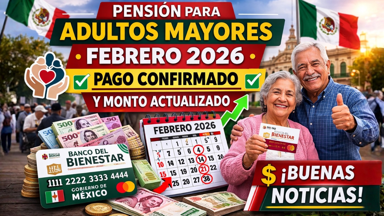 Pensión para adultos mayores febrero 2026: pago confirmado y monto actualizado