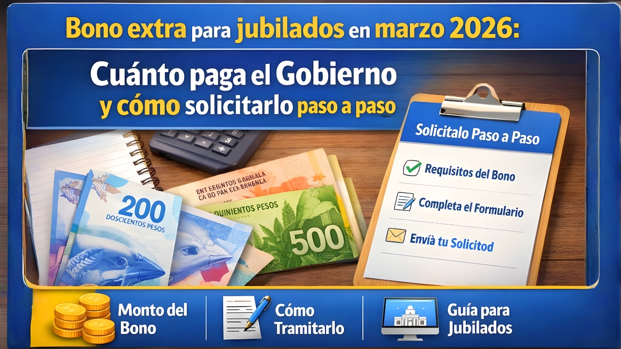 Bono extra para jubilados en marzo 2026: cuánto paga el Gobierno y cómo solicitarlo paso a paso